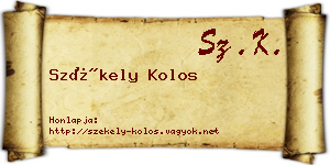 Székely Kolos névjegykártya